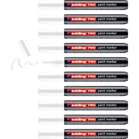 marqueur à peinture - blanc - 10 feutres - pointe ronde 2-3 mm - marqueur à peinture pour le marquage et l'étiquetage du métal, du verre, de la pierre ou du plastique - très opaque (1/4)