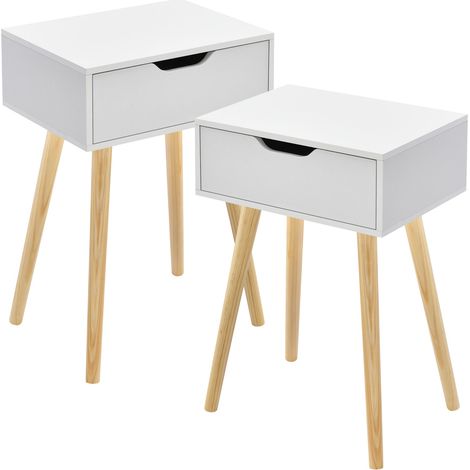 Set di 2 tavolini laterali 60 x 40 x 30 cm bianco 030009717