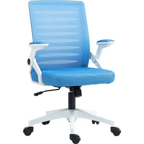 Vinsetto Sedia da Ufficio Ergonomica ad Altezza Regolabile Bianca e Azzurra (1/5)