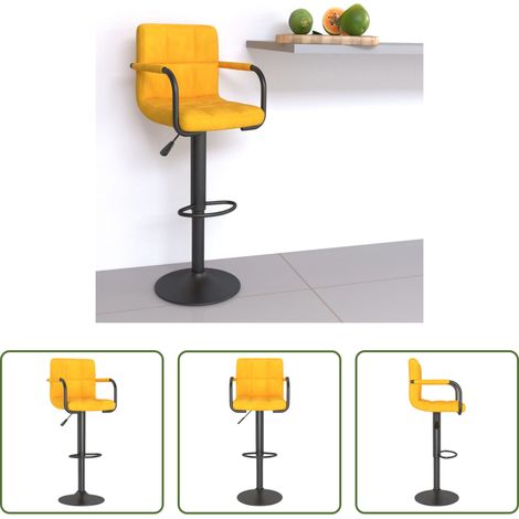 Chaise de bar - Tabouret de bar Jaune moutarde Velours (1/5)
