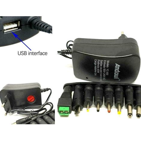 Alimentation Universelle 3v 4.5v 5v 6v 7.5v 9v 12v 1000ma 12w Usb - 8 Adaptateurs