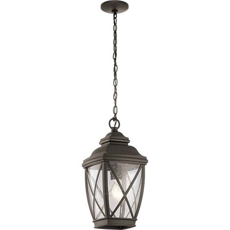 Lampada a sospensione a lanterna a catena per esterni in vetro fuso ALU D 19,1 cm bronzo 1x E27