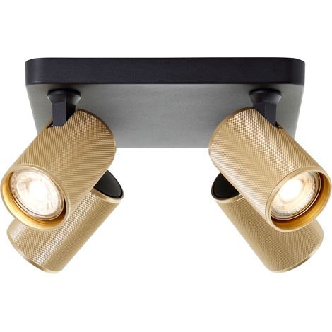 Brilliant Lampe Marty LED Spotplatte 4flg sand schwarz/matt gold gold 4x GU10, 10 W, LED-Leuchtmittel inklusive und wechselbar