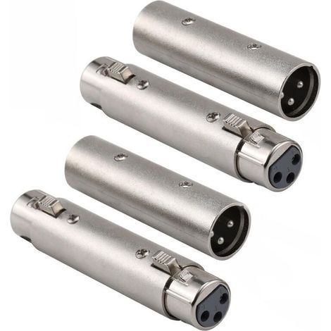4 Pièces Adaptateur de changeur de genre XLR vers XLR, coupleur de connecteur XLR mâle à mâle/femelle à femelle à 3 broches Compatible avec microphone, mélangeur (1/5)