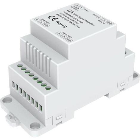 Amplificador DMX512 12-36V DC 2 canales para Carril DIN Blanco (1/4)