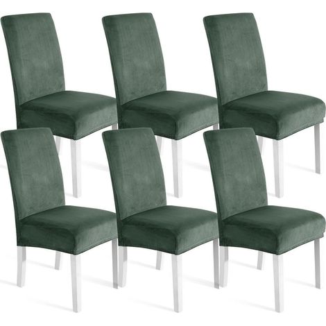 Stuhlhussen Samt 6er Set, Stretch, waschbar, hellgrün (1/5)