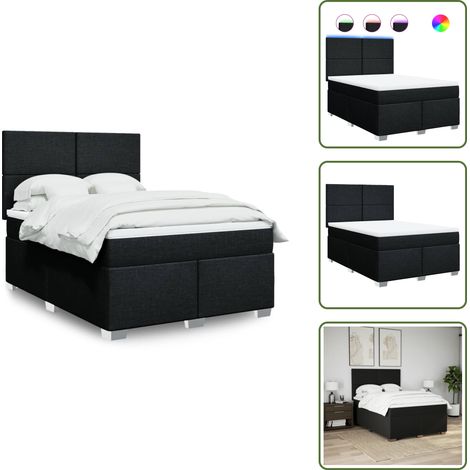 vidaXL Sommier à lattes de lit avec matelas Noir 140x200 cm Tissu (1/5)