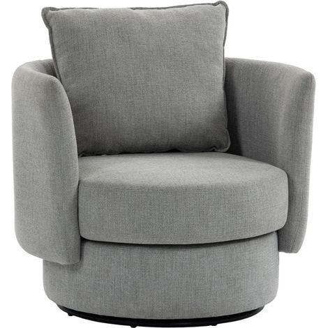 Poltrona girevole 360° in poliestere grigio chiaro con cuscino (1/4)