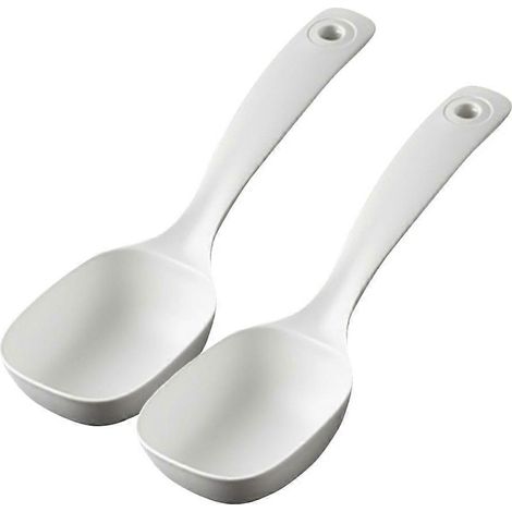 Lot de 2 grandes cuillères à porridge réutilisables pour restaurant, cantine et maison.-21.00X6.60X4.00CM-White (1/4)