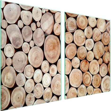 Plaque de protection en verre pour poêle 2x45x52 Bois (1/5)