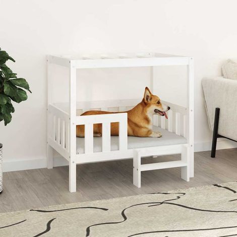 vidaXL Lit pour chien Blanc 95,5x73,5x90 cm Bois de pin solide (1/5)