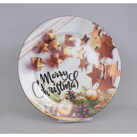 PIATTO NATALIZIO EURONATALE EURONATALE PIATTO PLASTICA ORO C/DECORI Ø 33 CM
