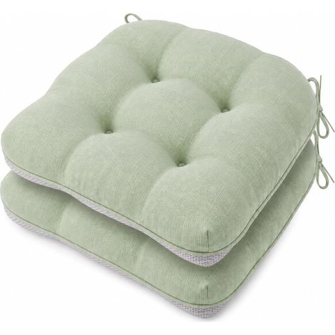 Battilo Stuhlkissen-Set (2er-Set) für Esszimmerstühle, Sitzkissen für Küchenstühle mit rutschfester Unterseite, wasserdichte Stuhlkissen für drinnen und draußen mit Befestigungsbändern, 39,4 x 39,4 x (1/5)