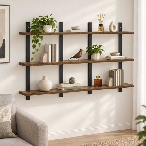 vidaXL Scaffale da parete Rovere Fumo 102 x 13,5 x 58 cm (1/5)
