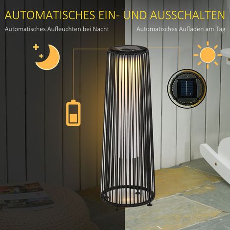 Lampe Solaire de Jardin avec Capteur de Lumière Automatique, IP44 Étanche et LED, Noir 21.5x21.5x61 cm, Éclairage Extérieur Autonome pour Terrasse et Jardin, Installation Facile (1/5)