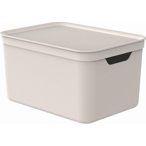 Rotho Aufbewahrungsbox Alvra mit Deckel 36,5 x 26,5 cm 16 L warm beige