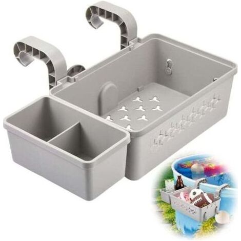 L'ensemble de paniers de rangement pour piscine comprend un panier de piscine en plastique. un porte-gobelet. des accessoires de piscine multifonctions adaptés à la baignoire de piscine hors sol (gris (1/4)