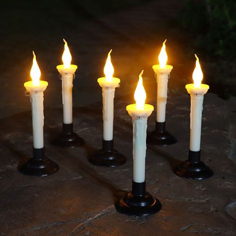 Bougie conique solaire, bougie extérieure étanche, bougeoir conique LED clignotant avec support, insertion dans le sol, capteur crépusculaire, éclairage décoratif pour terrasse, fenêtre ou pelouse. (1/5)