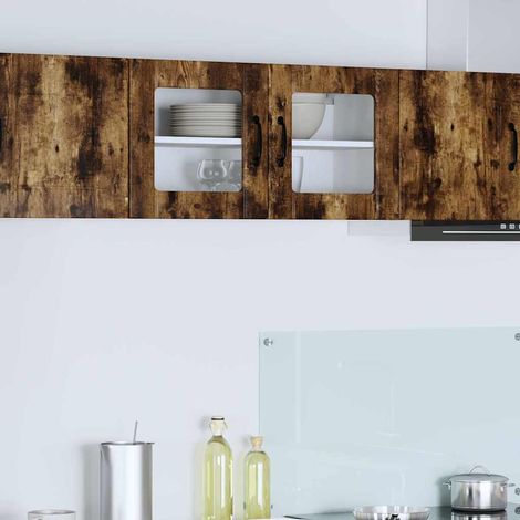 Wall Glass Cabinet LUCCA Smoked Oak 80 x 31 x 40 cm vidaXL