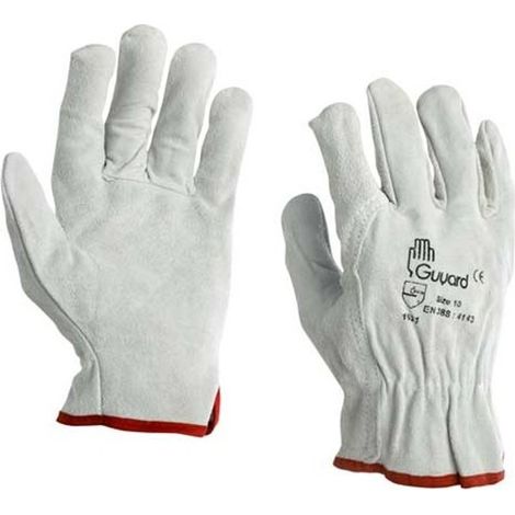 Gants Manutention Cuir Pleine Fleur Bovin Guyard 1532 - Protection EN 388 - Taille 9 - Lot de 10 Paires
