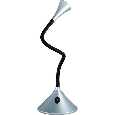 Flexible 2in1 LED Tischlampe & Wandlampe VIPER in Schwarz/Silber Schalter am Fuß (1/4)
