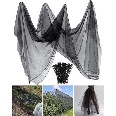 Rete anti-insetti, antizanzare, antimosche, anti-uccelli e protezione per piante da giardino (3 m x 10 m, nera) (1/4)