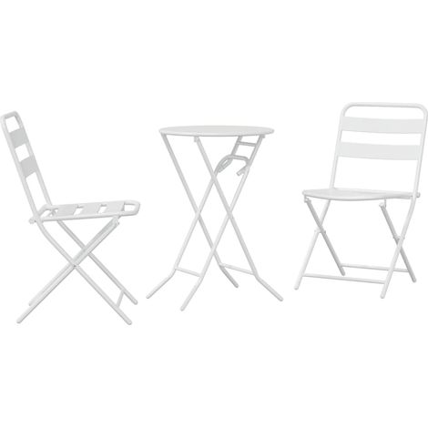 Maison Exclusive - Set Bistro da Giardino 3 pcs Bianco Acciaio