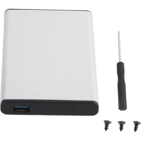 Boîtier disque dur externe USB 3.0 2.5 pouces SATA en alliage d'aluminium argenté pour ordinateur portable (1/5)