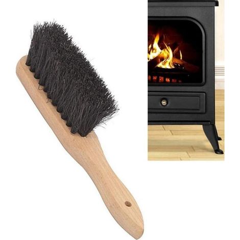 Balai de cheminée, poignée en bois, forme de tête de brosse, cheminée, foyer, brosse de cheminée, outil de nettoyage(2pcs) (1/4)