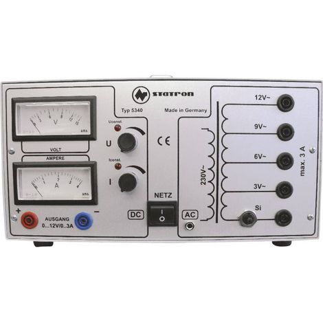 Statron 5340.1 Alimentatore da laboratorio regolabile 0 - 12 V/AC 3 A 72 W Num. uscite 2 x