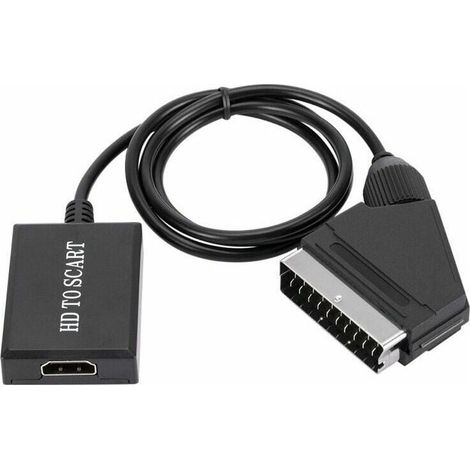 Convertisseur HDMI vers péritel 1080p – Adaptateur audio vidéo SCART – Compatible NTSC/PAL – Plug and play – Technologie de mise à l'échelle (1/5)