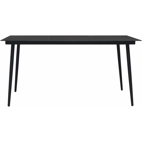 Maison Exclusive - Garten-Esstisch Schwarz 150x80x74 cm Stahl und (1/4)