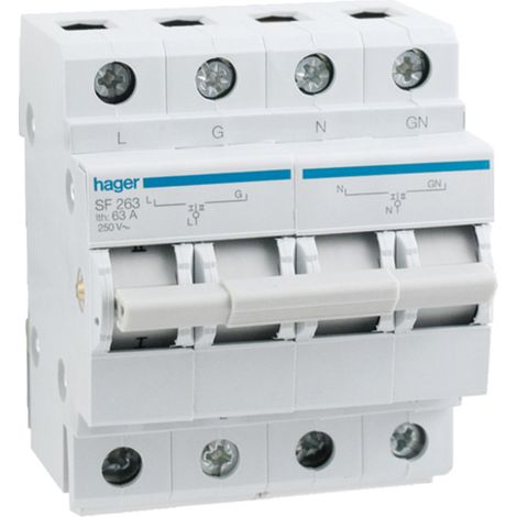 Interruptor modular de red-generador, 63 A, 2 polos I-0-II (1/4)