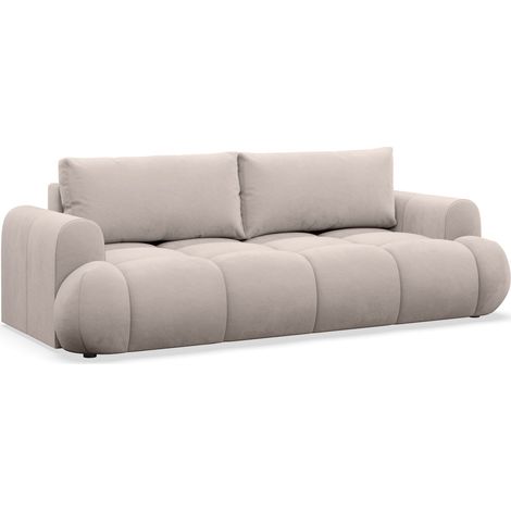 Selsey Ombo Doce - 3-Sitzer Schlafsofa mit Stauraum, hydrophobem Samtbezug, Greige