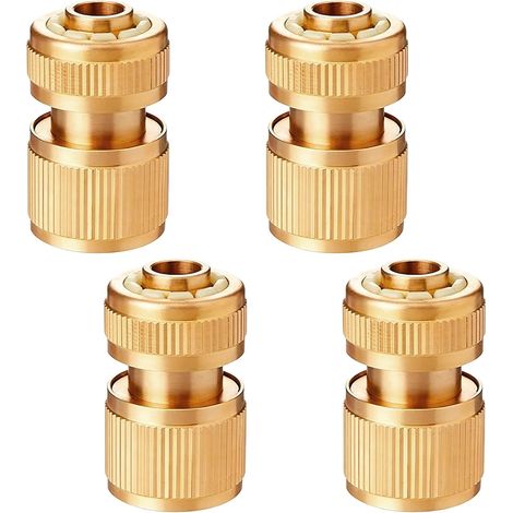 Lot de 4 raccords rapides pour tuyau d'arrosage en laiton 1/2" Connecteur d'extrémité de tuyau d'arrosage pour tuyau de jardin extérieur lavage de voiture (1/5)