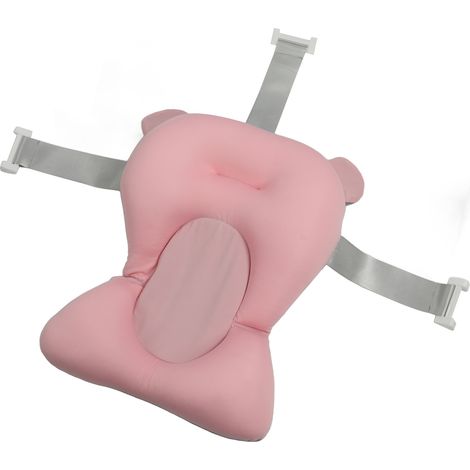 Tapis de bain pour bébé, coussin de baignoire pour nouveau-né, coussin de bain pour bébé, siège de bain pour nourrisson et jeune enfant, en plastique rose, grande taille.