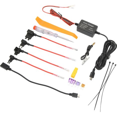 Kit de câblage pour caméra embarquée de voiture, adaptateur mini USB 12V-30V vers 5V, compatible avec les caméras de rétroviseur et les GPS. (1/5)