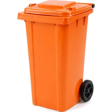 Oypla 240L Orange Wheelie Bin for Household Outdoor Garden Waste with Rubber Wheels (1/5)