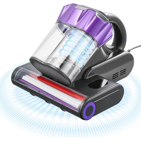 Aspirateur Matelas Anti-acariens 550 W, Aspirateur à Main avec Aspiration Puissante 18 kPa, Double Bac à Poussière, Filtre HEPA et Chauffage, Technologie à Ultrasons et Lampes de Nettoyage,Gris (1/5)