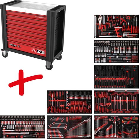 Composition pour servante d’atelier Performanceplus P25 avec 660 outils pour 8 tiroirs KS Tools (1/4)