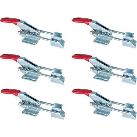 Sauterelles Bascule Pince Métallique Fixer loquet loquets de Serrage, avec Boucle Réglable pour Armoire, Porte, Boîte, Cas sans Serrure ou Poignée Cassée Super Gadget, Paquet de 6, Taille S (1/5)