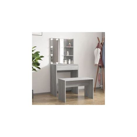 Ensemble de coiffeuse avec LED Sonoma gris Bois d'ingénierie (1/5)