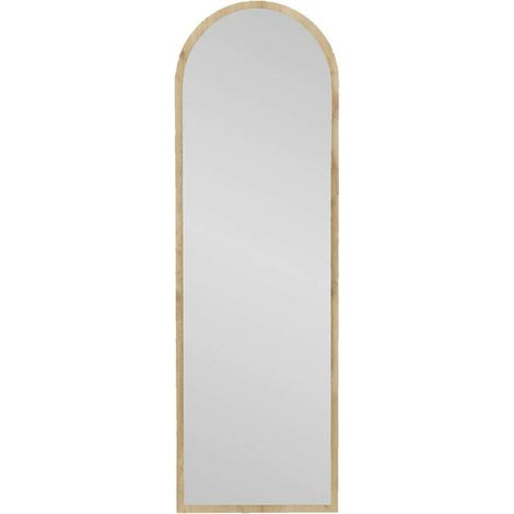 Dmora - Miroir Dpolon, Verre miroité, Objet d'ameublement mural, Décoration avec miroir, 50x2h160 cm, Chêne