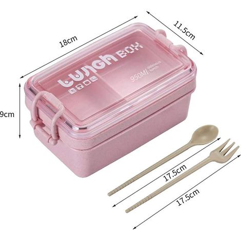 Boîte à lunch pour enfants, boîte à pain pour enfants, boîte bento pour enfants à 2 compartiments, micro étanche (1/4)