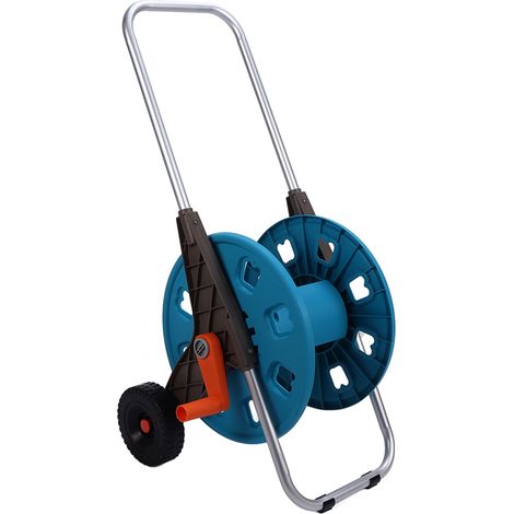 4-teiliges Gartenschlauch-Aufbewahrungssystem, Schlauchwagen mit Trommel, leicht zu verstauender Gartenschlauchhalter, 60 Meter Fassungsvermögen, Modell EG-3050DL, mittlere Größe. (1/5)
