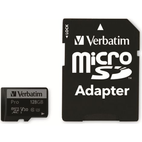 VERBATIM MicroSD-Card Pro, U3, 4K, 128 GB