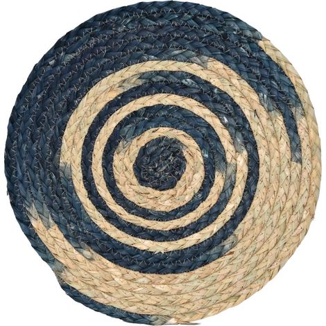 Dimo Tovaglietta Tonda Hedy D 38 cm in Paglia Naturale/Blu Scuro – Sottopiatto Decorativo Tavola