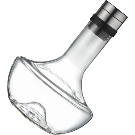 Carafe à Décanter le Vin en Verre Soufflé 1000ml Aérateur Rapide et Forme Courbée Antidérapante, Présent Vin Élégant (1/5)