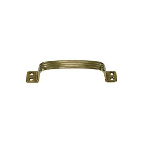 MANIGLIA RIGATA IN OTTONE LUCIDO- - mm.140x25h. - interfori mm.130 - 5 pezzi