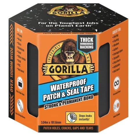 Gorilla Glue 3044721 Gorilla Waterproof Patch & Seal Tape 100mm x 3m Black GRGPST3